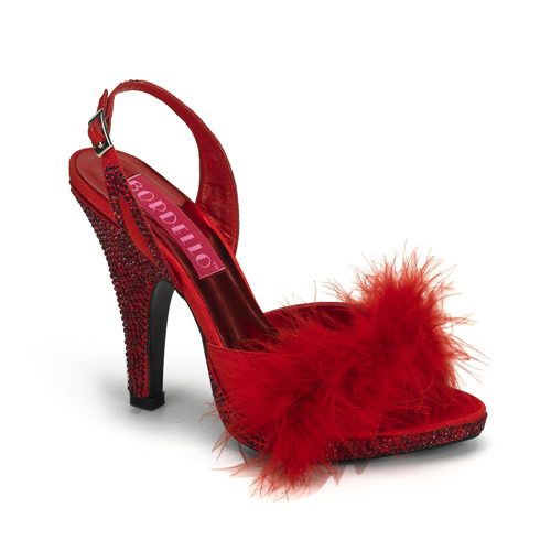 BORDELLO SIREN-04 4" Heel Sling Back Mini Platform Sandal Red Satin