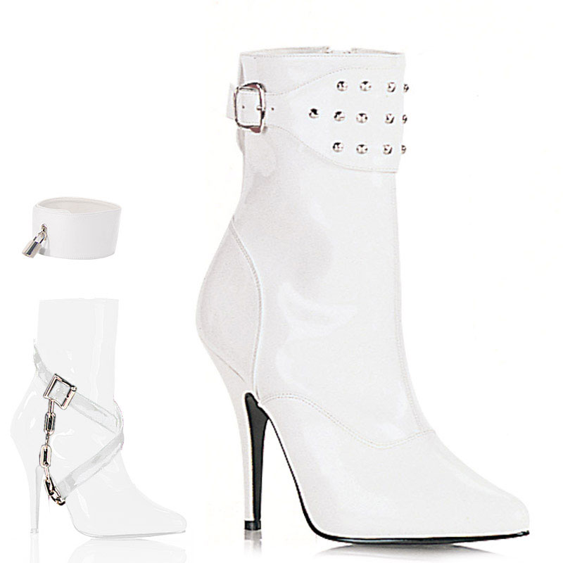 CLEARANCE SEDUCE-1014 *5" Ankle Boot W/ Interchangeable Straps White Patent