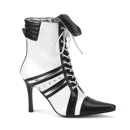 CLEARANCE SPORT-12 *Blk-Wht-Silver Pu Sport Ankle Boot, 3 3/4" Blk-Wht Pu