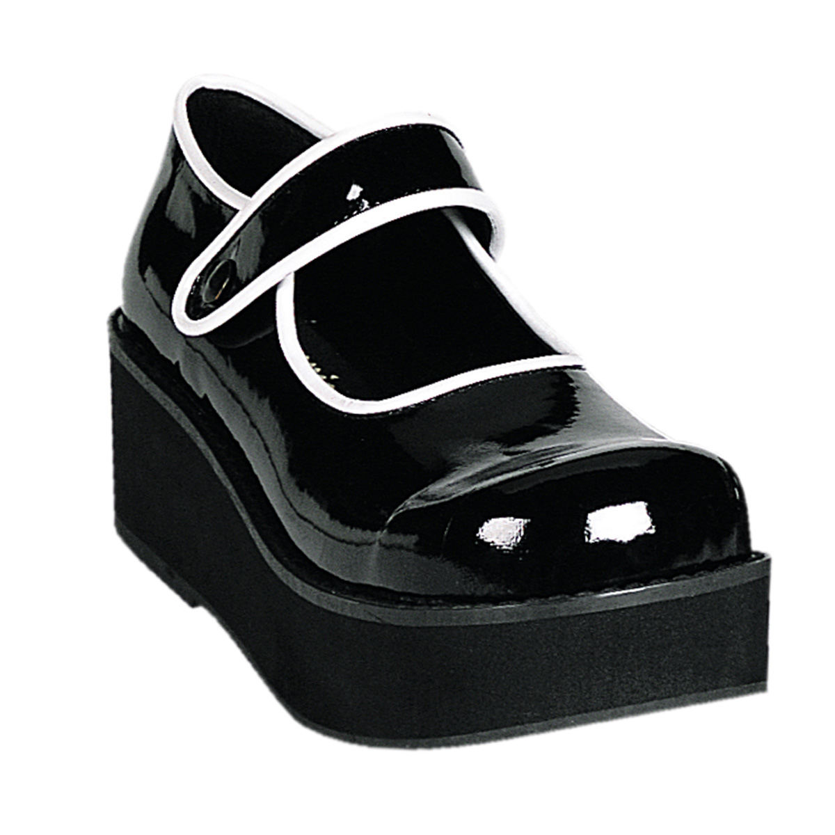 DEMONIA SPRITE-01 2 1/4" P/F Blk/Wht Pat M/J Shoe Blk-Wht Pat