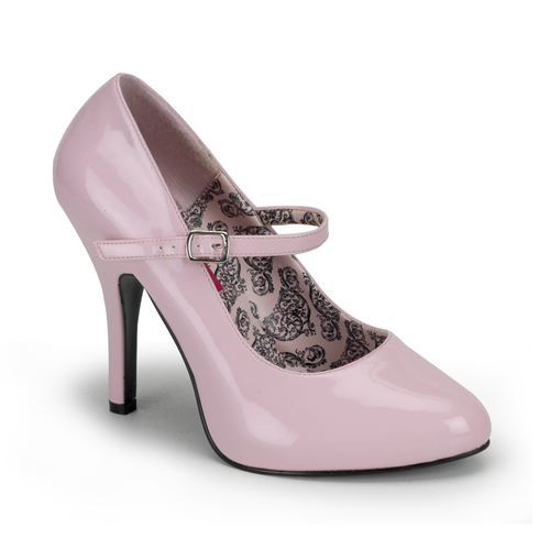 BORDELLO TEMPT-35 4 1/2" Heel Buckle Strap Maryjane W/Concealed PF B. Pink Pat