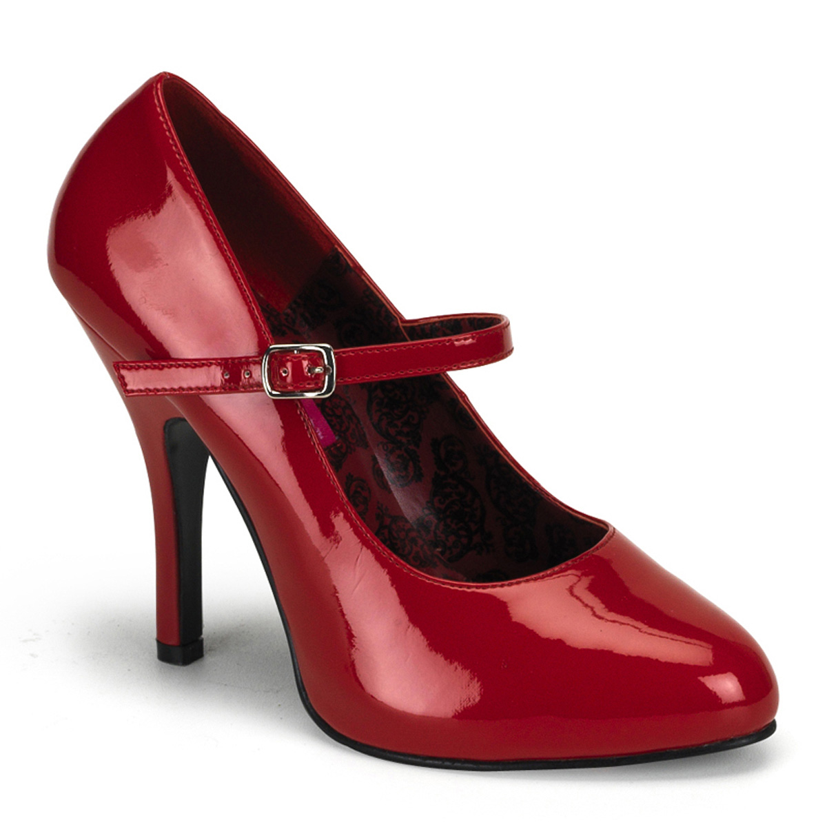 BORDELLO TEMPT-35 4 1/2" Heel Buckle Strap Maryjane W/Concealed PF Red Pat