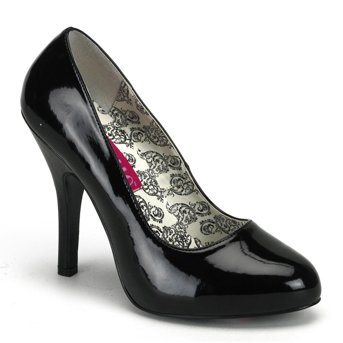 BORDELLO TEMPT-38 4 1/2" Heel Basic Pump W/Concealed Platform Blk Pat