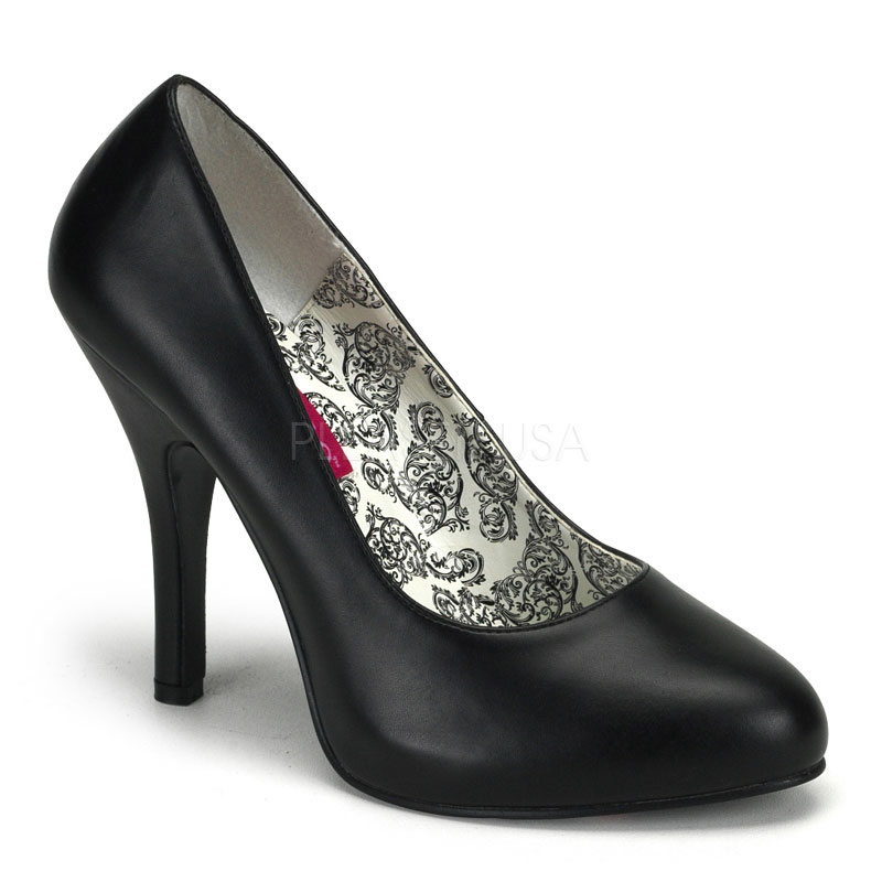 BORDELLO TEMPT-38 4 1/2" Heel Basic Pump W/Concealed Platform Blk Pu