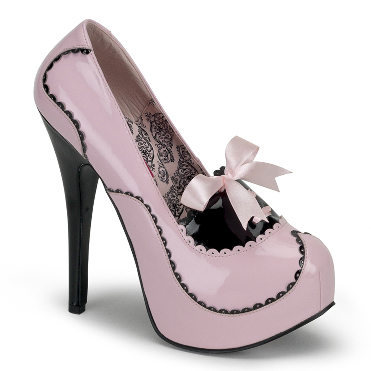 BORDELLO TEEZE-01 5 3/4" 2 Tone Pump W/Concealed Platform B. Pink-Blk Pat