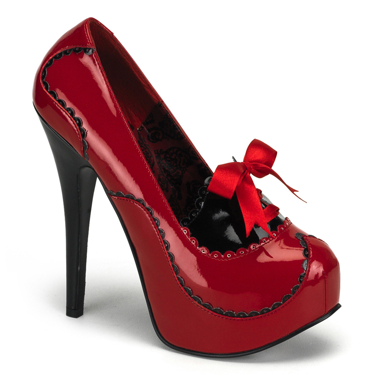 BORDELLO TEEZE-01 5 3/4" 2 Tone Pump W/Concealed Platform Red-Blk Pat