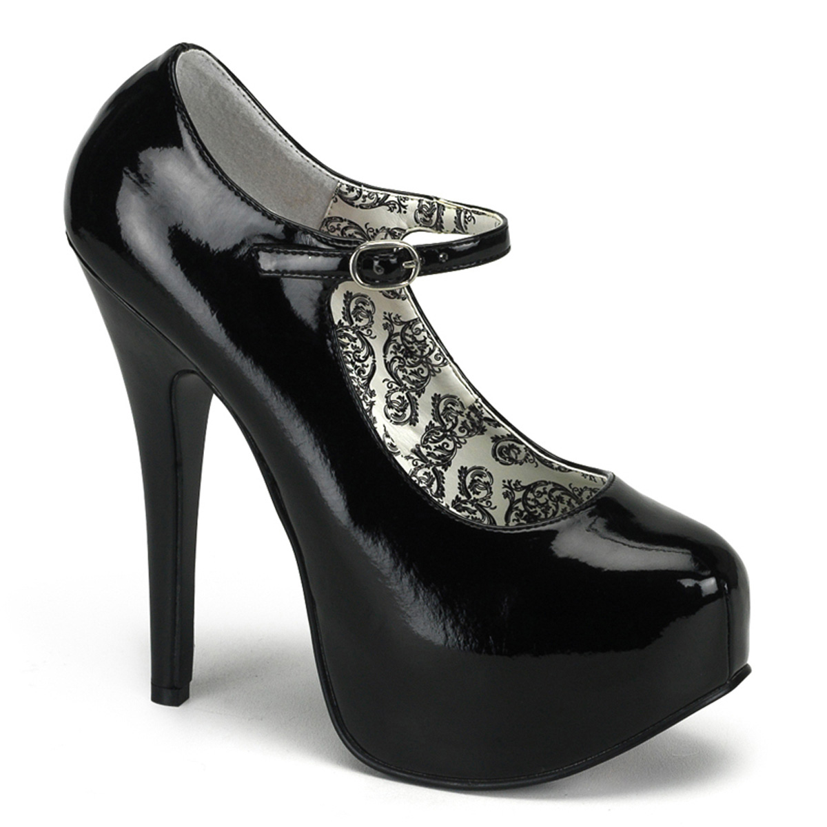 BORDELLO TEEZE-07 5 3/4" Heel Maryjane W/Concealed Platform Pump Blk Pat