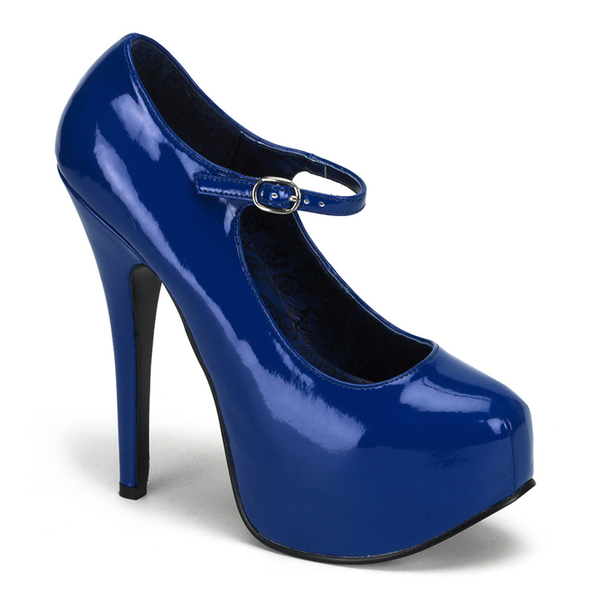 BORDELLO TEEZE-07 5 3/4" Heel Maryjane W/Concealed Platform Pump Blue Pat