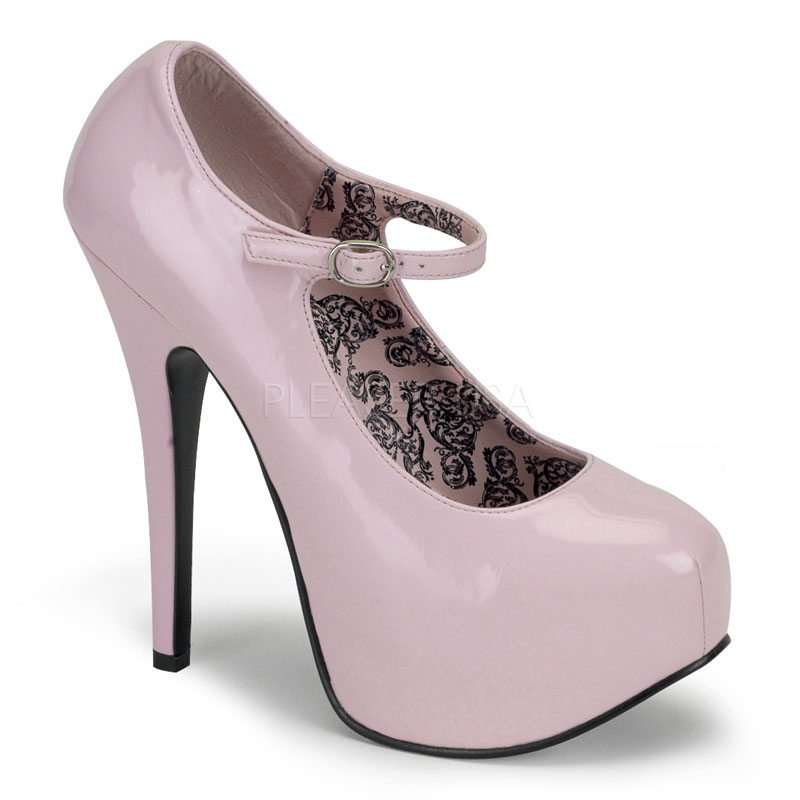 BORDELLO TEEZE-07 5 3/4" Heel Maryjane W/Concealed Platform Pump B. Pink Pat