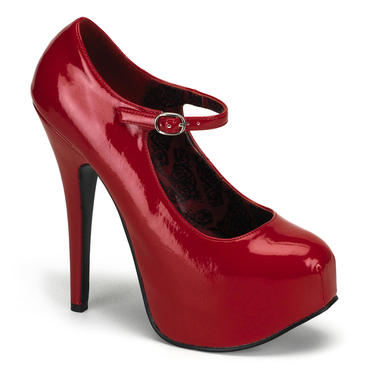 BORDELLO TEEZE-07 5 3/4" Heel Maryjane W/Concealed Platform Pump Red Pat