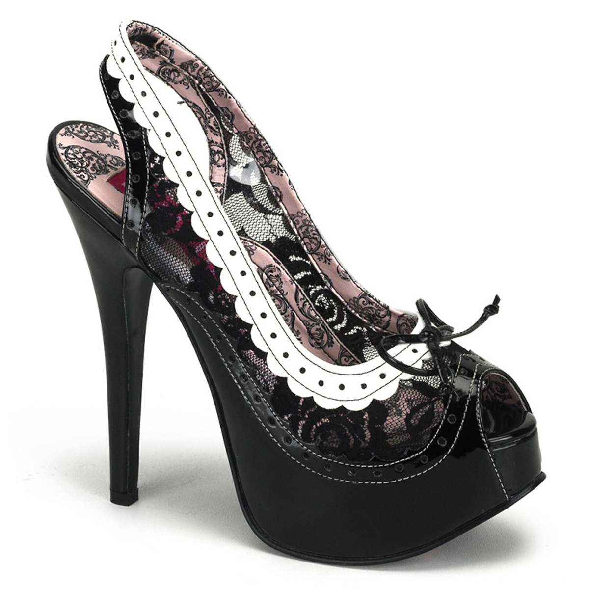 BORDELLO TEEZE-17 5 3/4" Heel Blk-Wht Pat