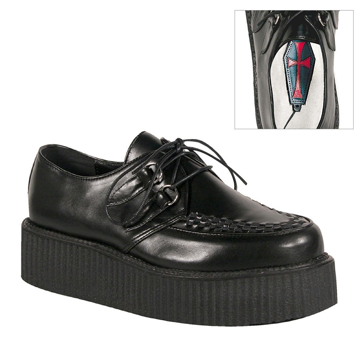 DEMONIA V-CREEPER-502 2" P/F Blk Pu Basic Veggie Creeper Shoe Blk Pu