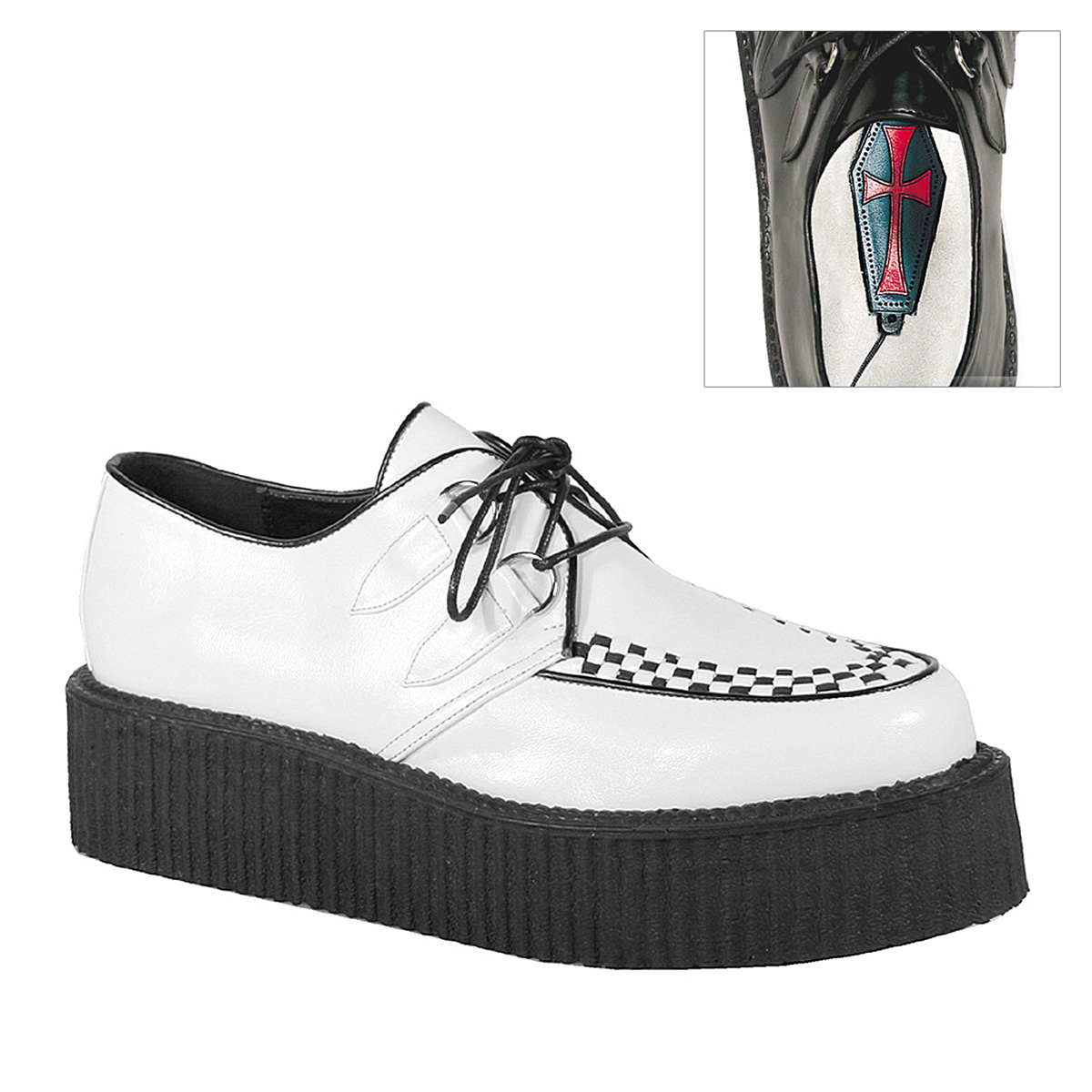 DEMONIA V-CREEPER-502 2" P/F Wht Pu Basic Veggie Creeper Shoe Wht Pu