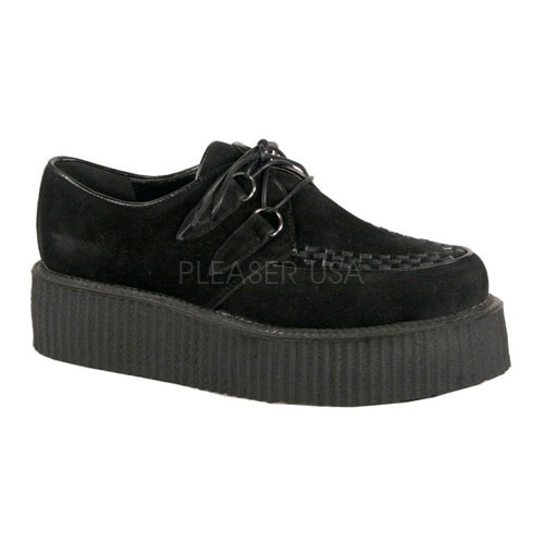 DEMONIA V-CREEPER-502S 2" P/F Basic Suede Veggie Creeper Shoe Blk Veggie Suede