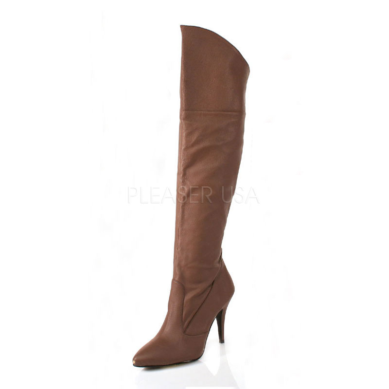CLEARANCE VANITY-2013 *4" Pull-On Cuffed Knee BT, 1/2 Inside Zip Brown Leather