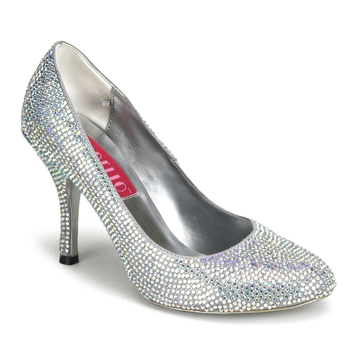 BORDELLO VIOLETTE-14R 3 1/2" Rhinestoned Round Toe Pump Iridescent Rhinestones