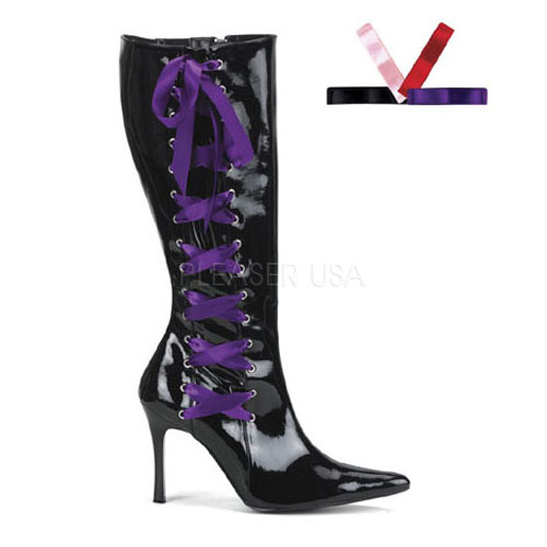 CLEARANCE VIXEN-126 *Blk Pat Goth BT W/Interchangeable Laces, 3 3/4" Blk Pat