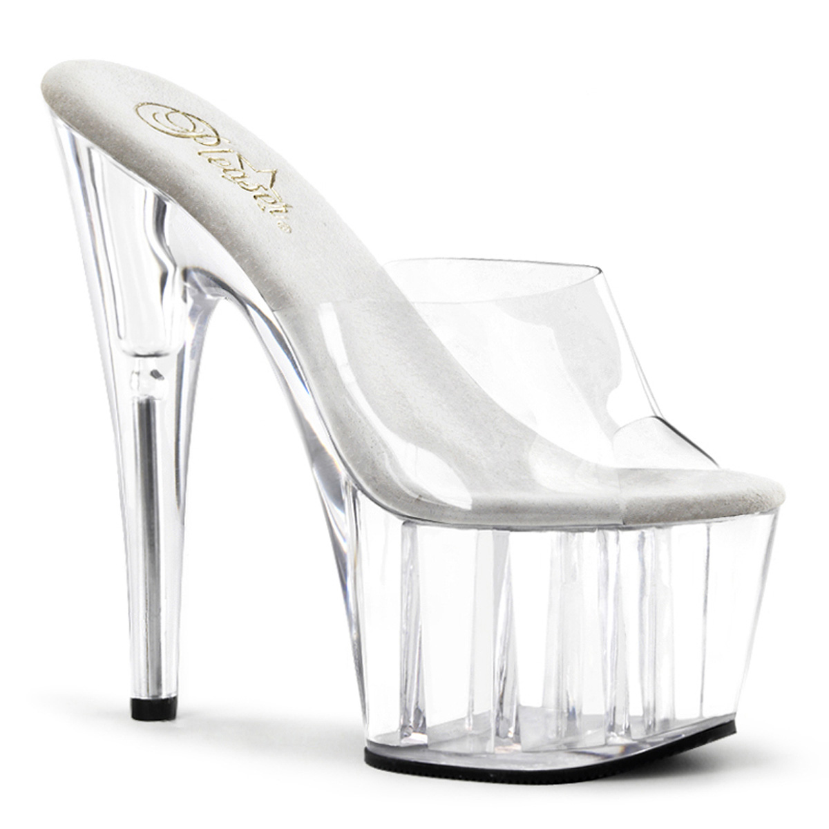 PLEASER ADORE-701 7" Stiletto Heel PF Slide Clr/Clr