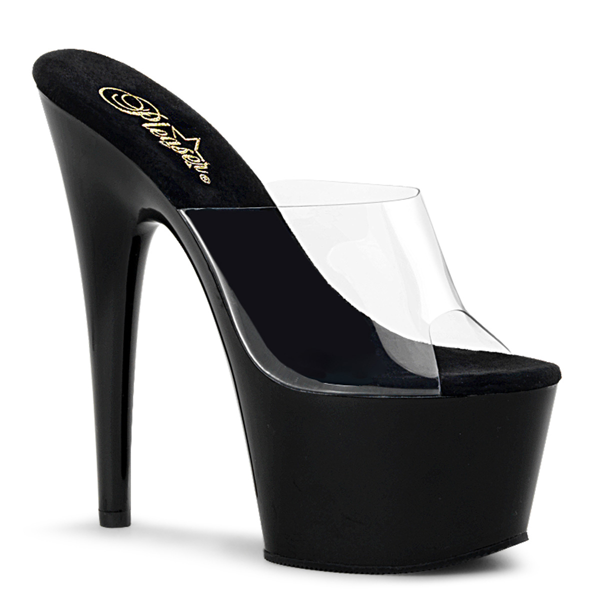 PLEASER ADORE-701 7" Stiletto Heel PF Slide Clr/Blk