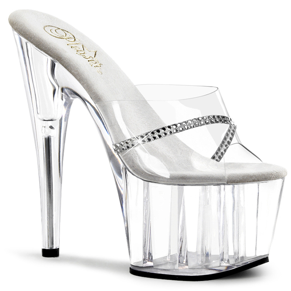 PLEASER ADORE-701R 7" Stiletto Heel PF Slide W/RS Clr/Clr