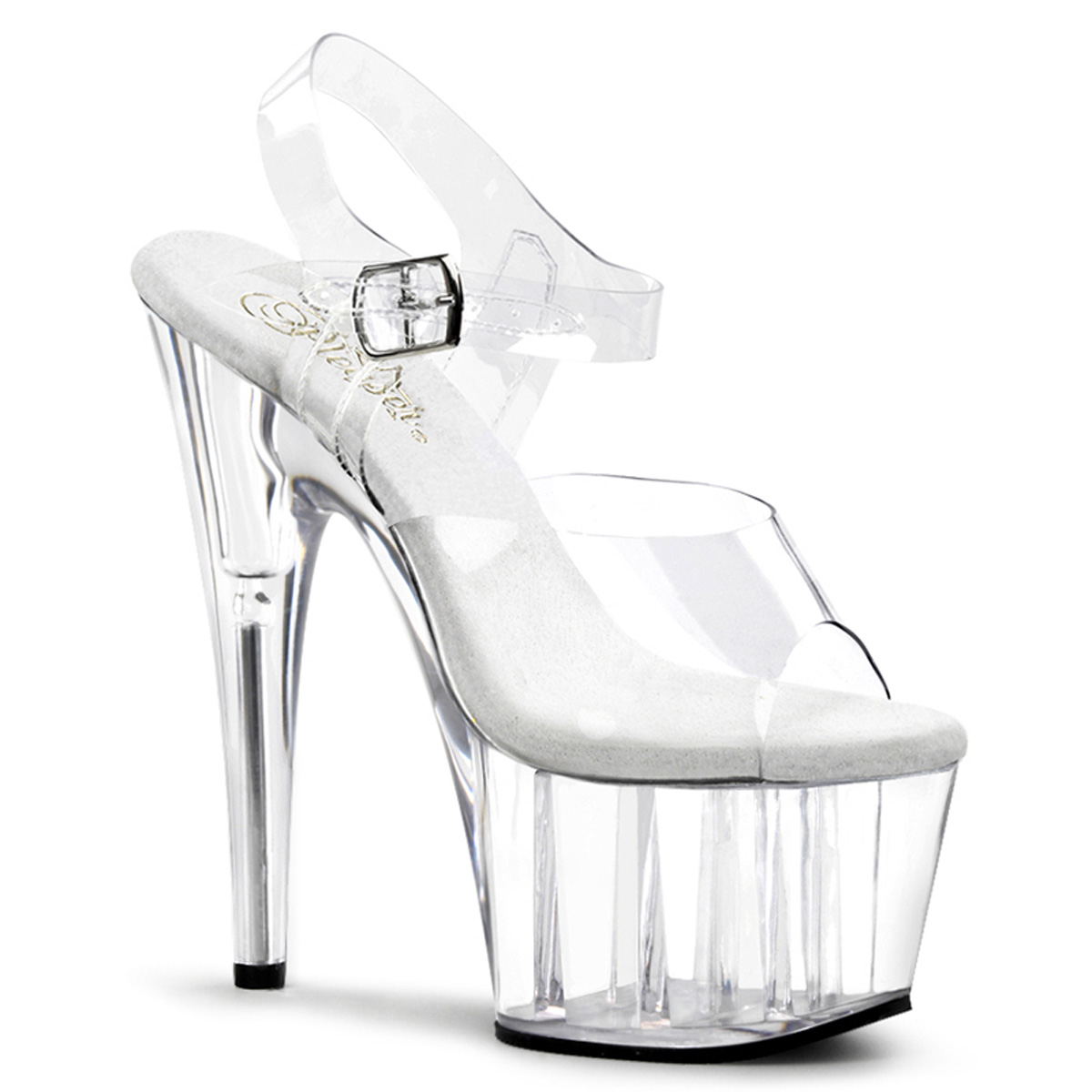 PLEASER ADORE-708 7" Stiletto Heel PF Slide W/RS Clr/Clr