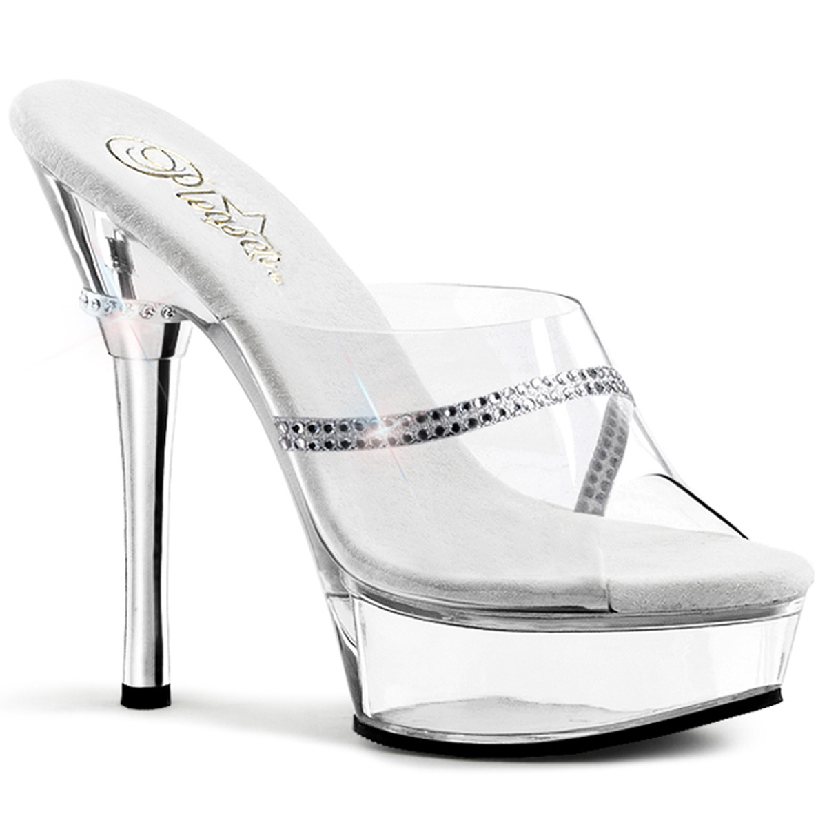 PLEASER ALLURE-601R 5 1/2" Stiletto Heel P/F Sandal Clr/Clr
