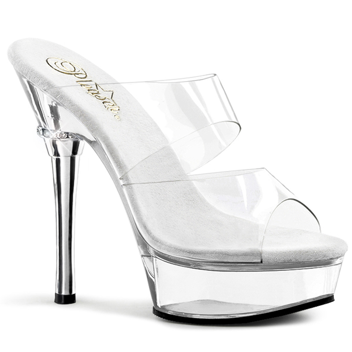 PLEASER ALLURE-602 5 1/2" Stiletto Heel P/F Sandal Clr/Clr