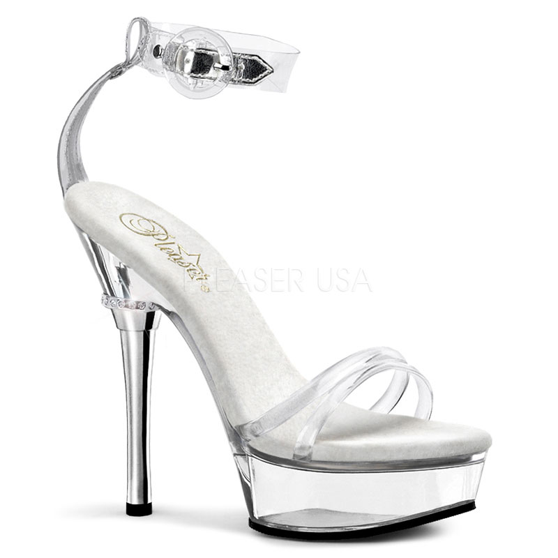 PLEASER ALLURE-665 5 1/2" Stiletto Heel P/F Sandal Clr/Clr