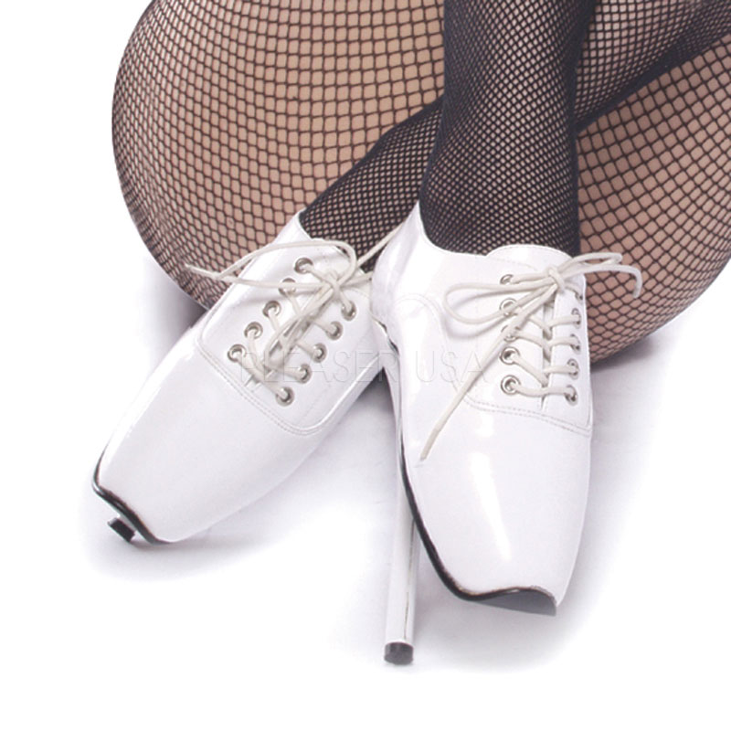 DEVIOUS BALLET-18 7" Heel Shoes Wht Pat