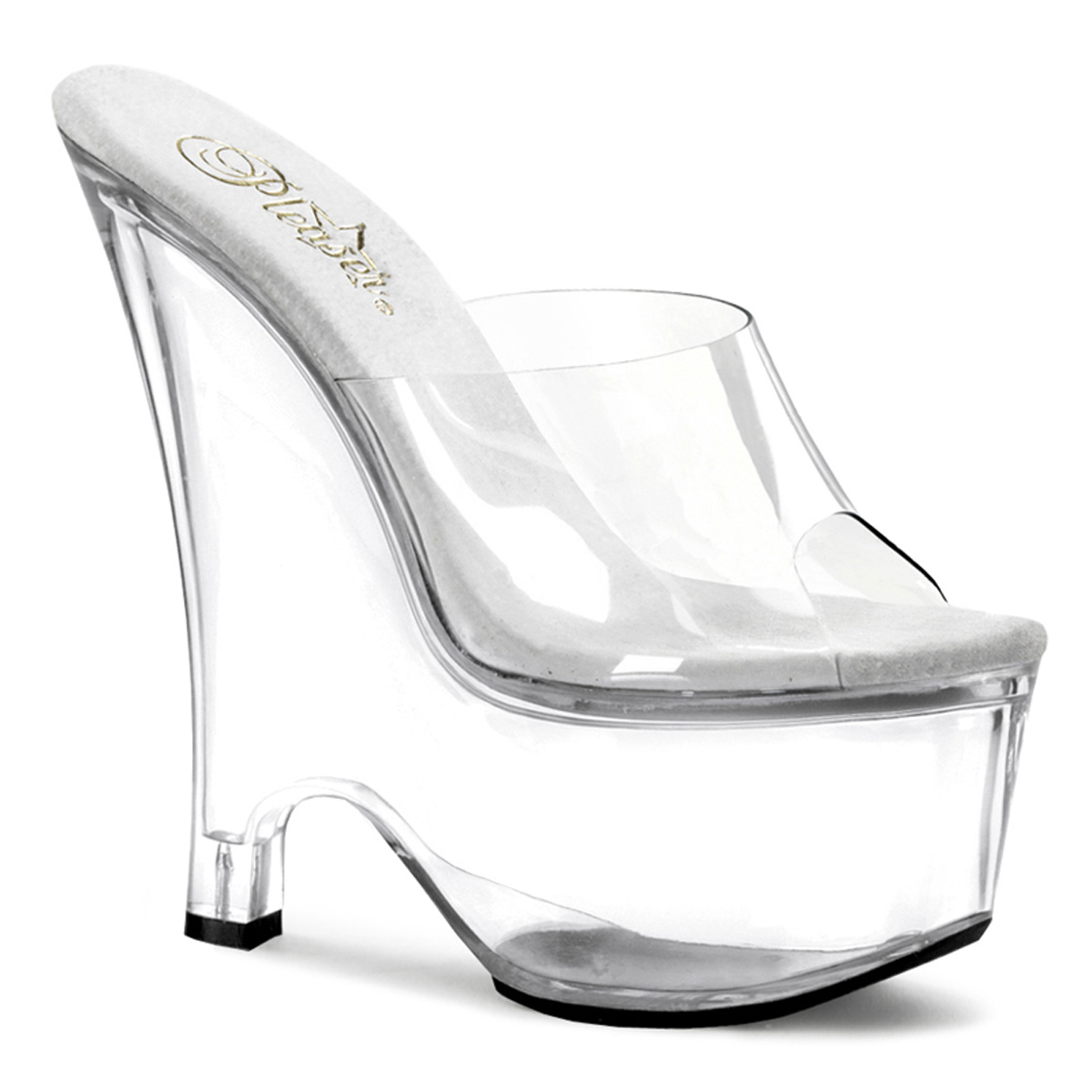 PLEASER BEAU-601 6 1/2" Wedge Sandal Clr/Clr