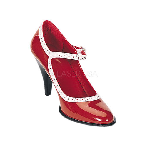DEMONIA BETTY-01 3 1/2" Red/Wht Trim MJ Red Pat Sho Red Pat