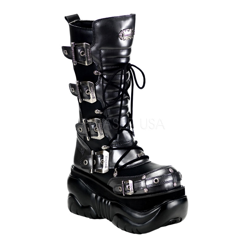 DEMONIA BOXER-205 4" P/F Calf Boot Blk-Grey Pu