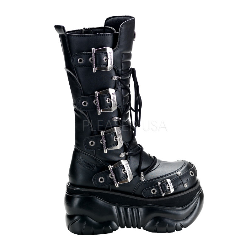 DEMONIA BOXER-205 4" P/F Calf Boot Blk Pu