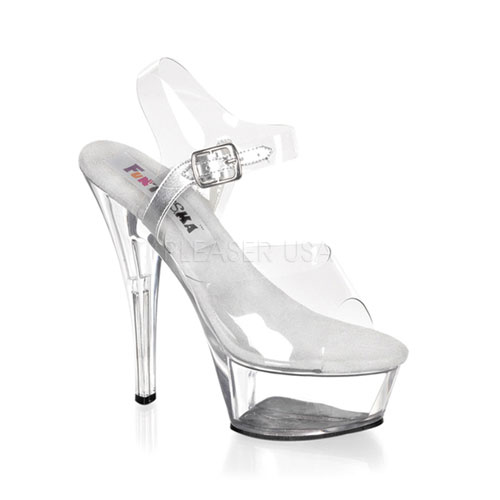 FUNTASMA BROOK-208 6" Heel PF Clear Slip-On W/Ankle Strap Sandal Clr/Clr