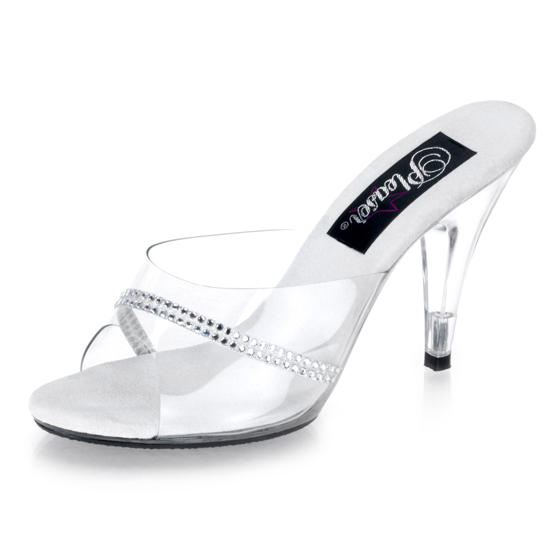 CLEARANCE CARESS-401R *4" Stiletto Heel Slide W/RS Clr/Clr