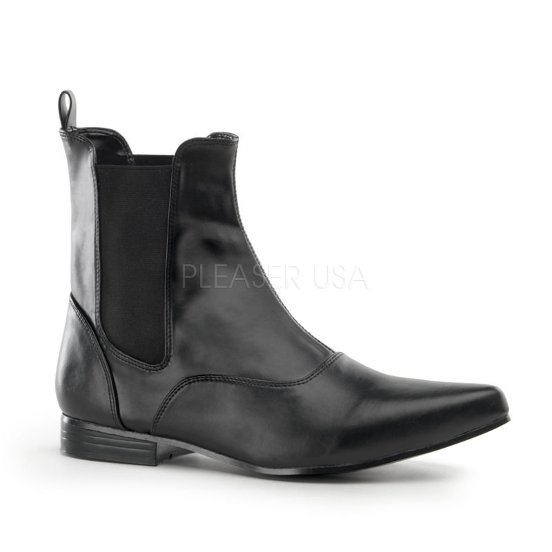FUNTASMA CHELSEA-58 1" Heel, Pointy Toe Slip On Beatle Boot Blk Pu