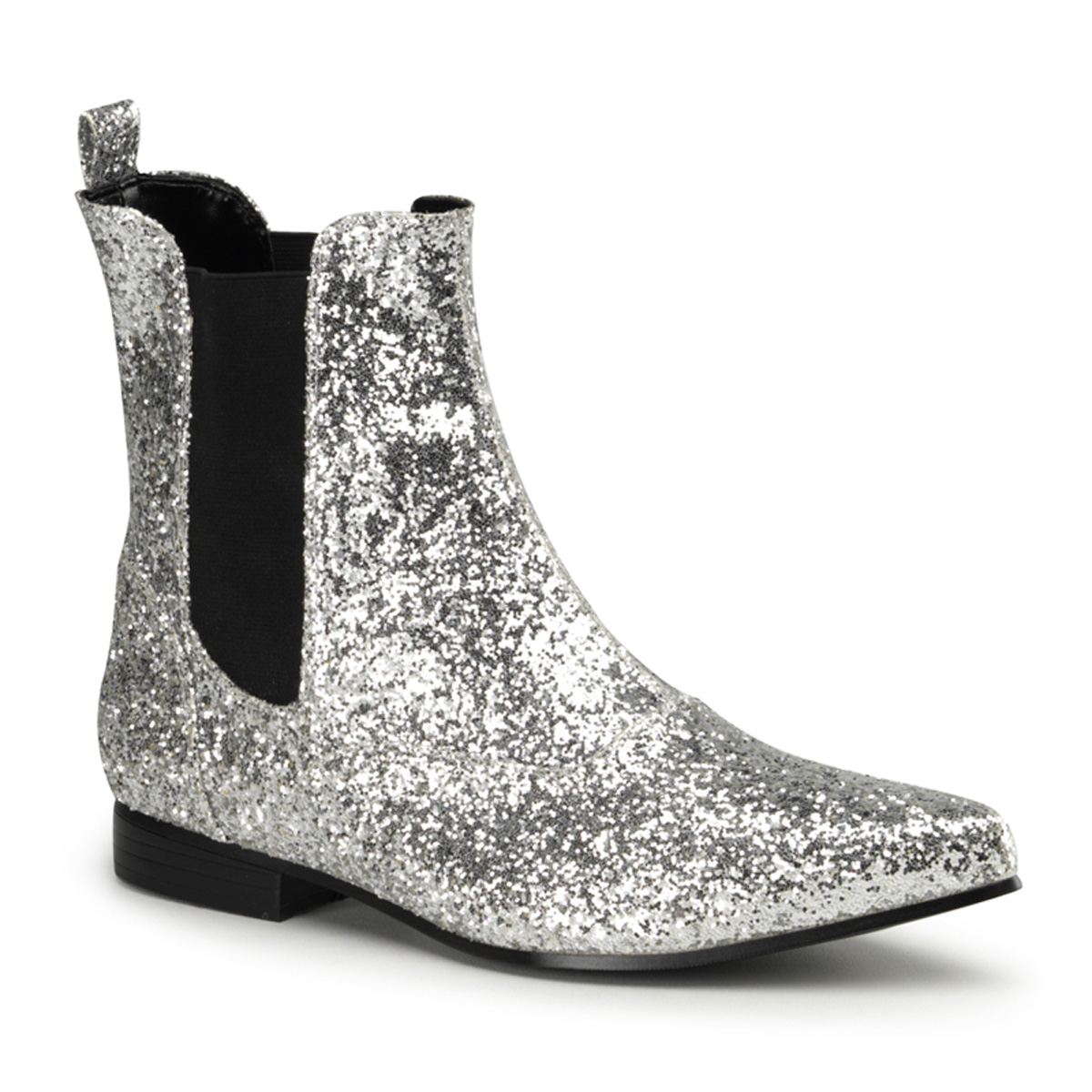 FUNTASMA CHELSEA-58G 1" Heel, Pointy Toe Slip On Beatle Boot Slv Glitter