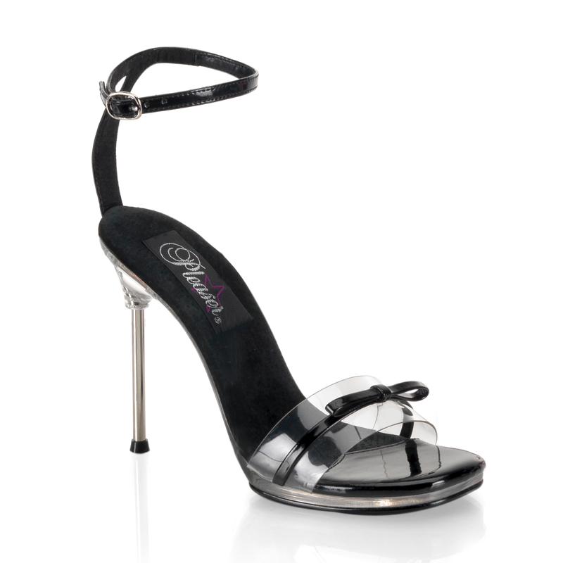 CLEARANCE CHIC-25 *4 1/2" Stiletto Heel 1/4" P/F Sandal Blk/Clr