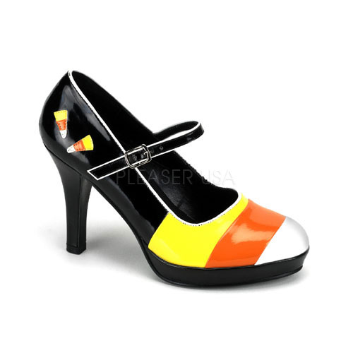 FUNTASMA CONTESSA-55 4" Heel Blk-Yellow-Orange-Wht Pat