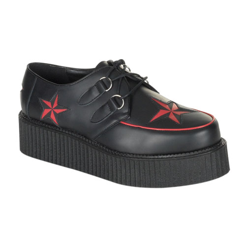 CLEARANCE CREEPER-423 *2" P/F Red Stars Creeper Shoe Blk Le