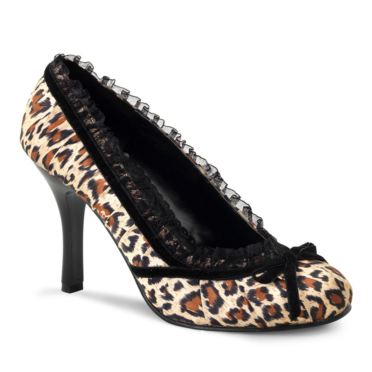 FUNTASMA DAINTY-420 Cheetah Satin Pleated Pump, 3 1/2" Cheetah Print Satin