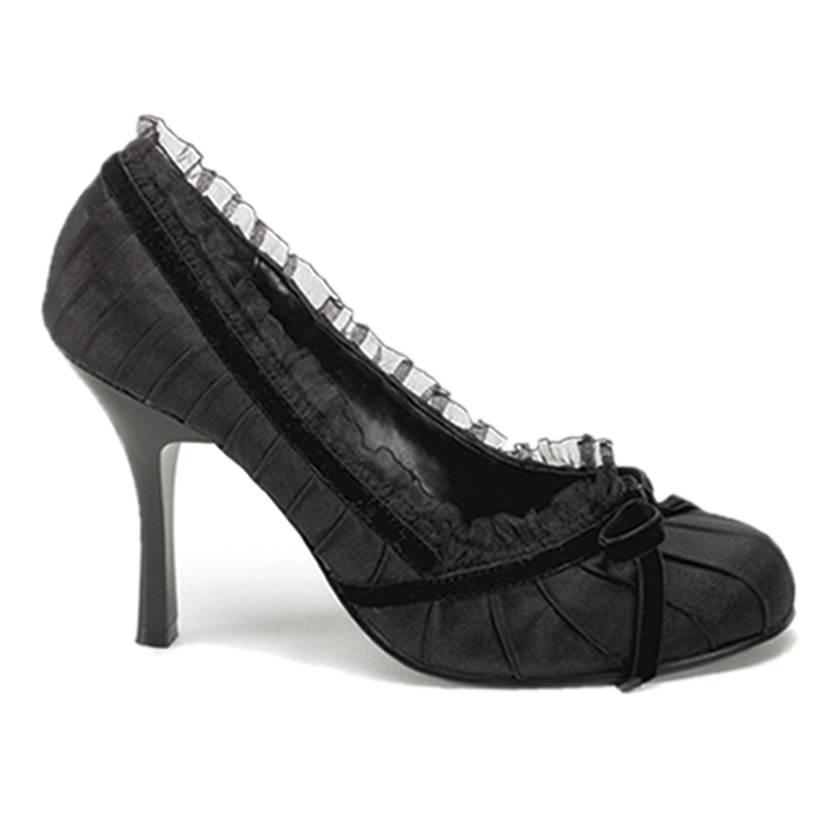 FUNTASMA DAINTY-420 Blk Satin Pleated Pump, 3 1/2" Blk Satin