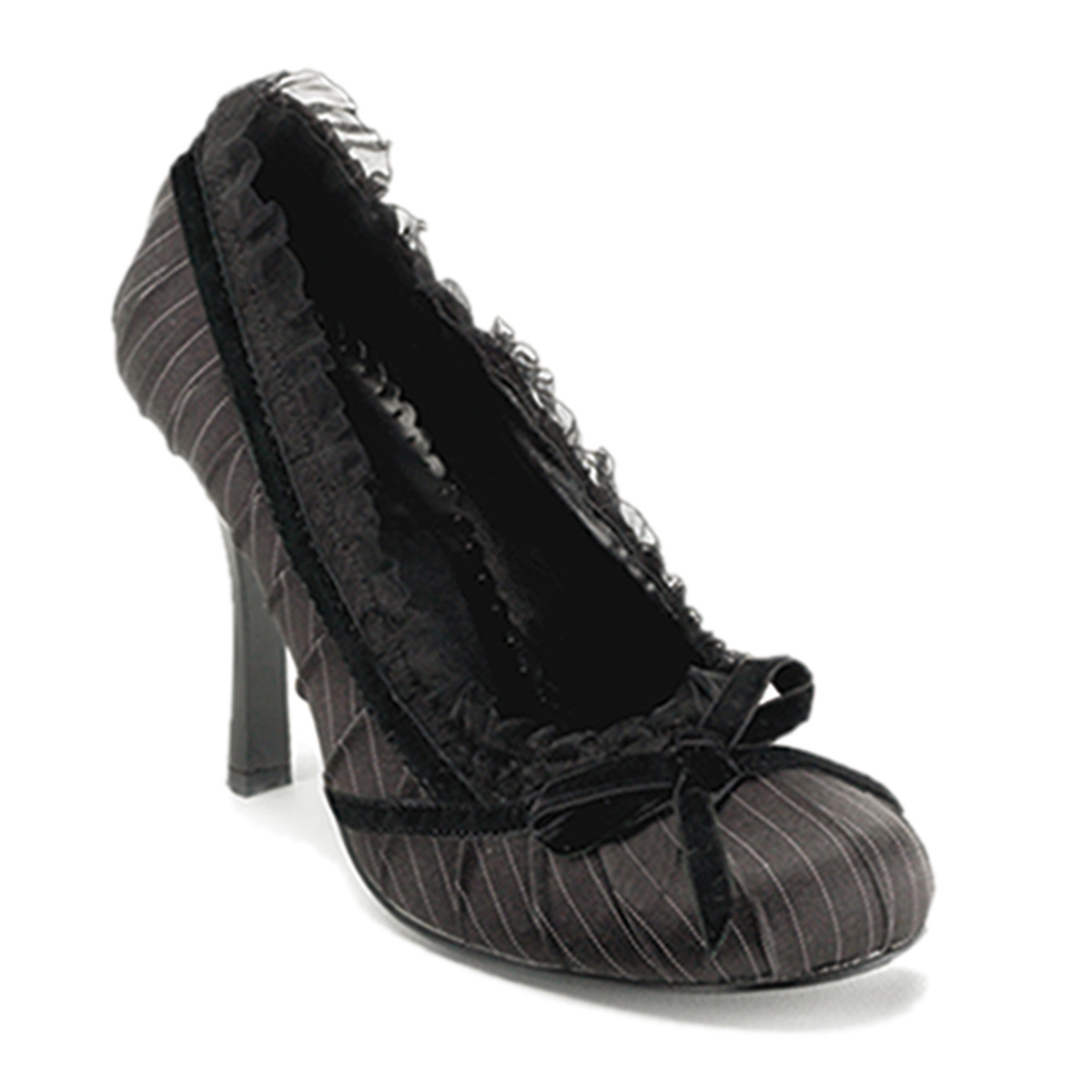 FUNTASMA DAINTY-420 Blk-Wht Pinstripe Pleated Pump, 3 1/2" Blk-Wht Pinstripes Satin