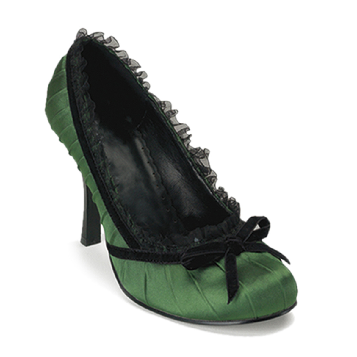 FUNTASMA DAINTY-420 Green Satin Pleated Pump, 3 1/2" Green Satin