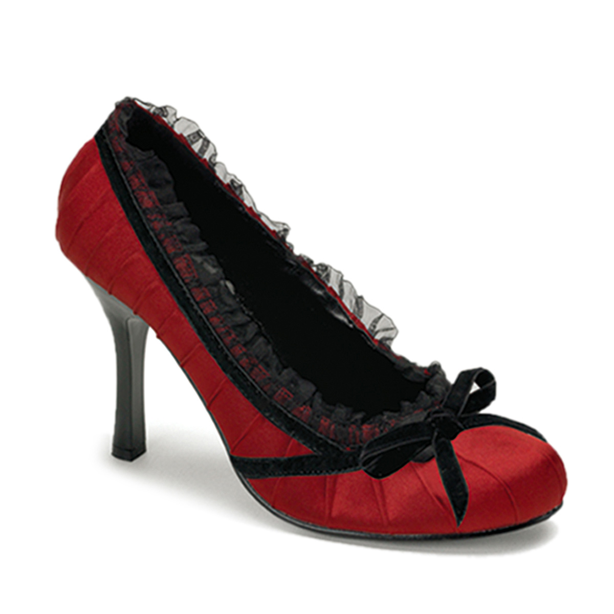 FUNTASMA DAINTY-420 Red Satin Pleated Pump, 3 1/2" Red Satin