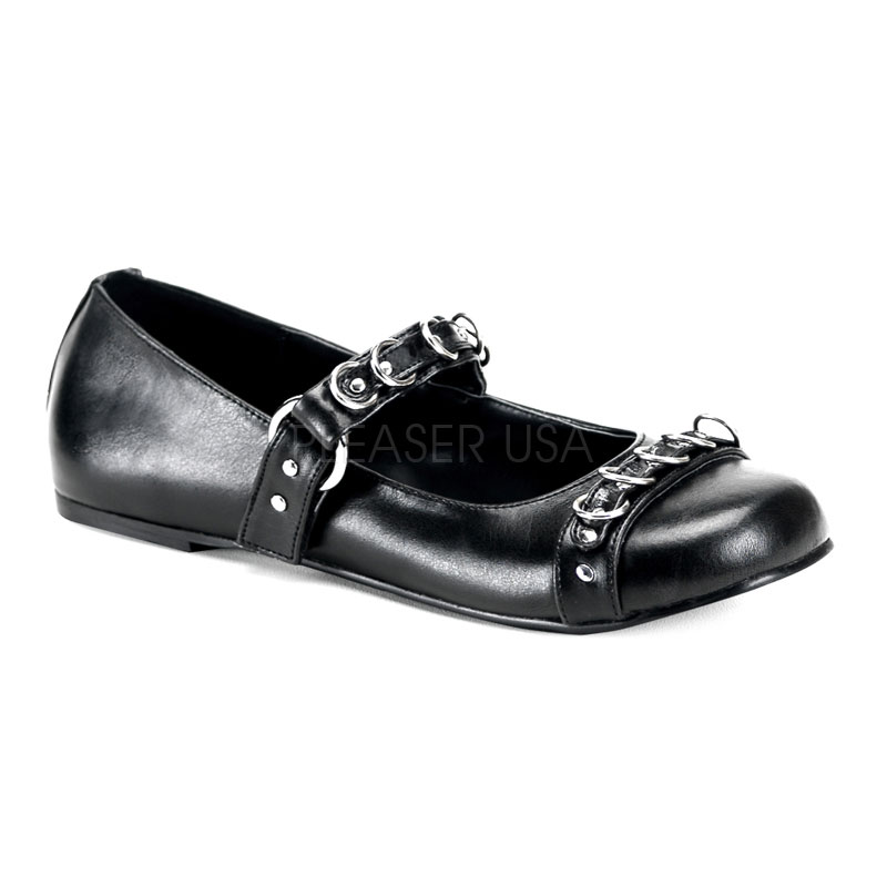 DEMONIA DAISY-05 O-Ring Maryjane Flat Blk Pu