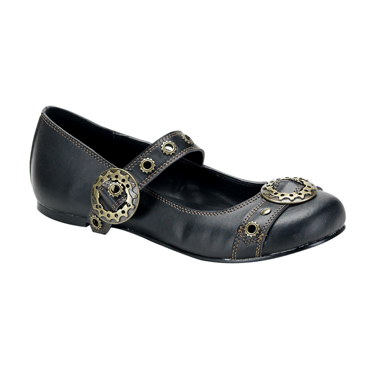 DEMONIA DAISY-09 Steampunk Maryjane W/Gear Buckle Blk Pu