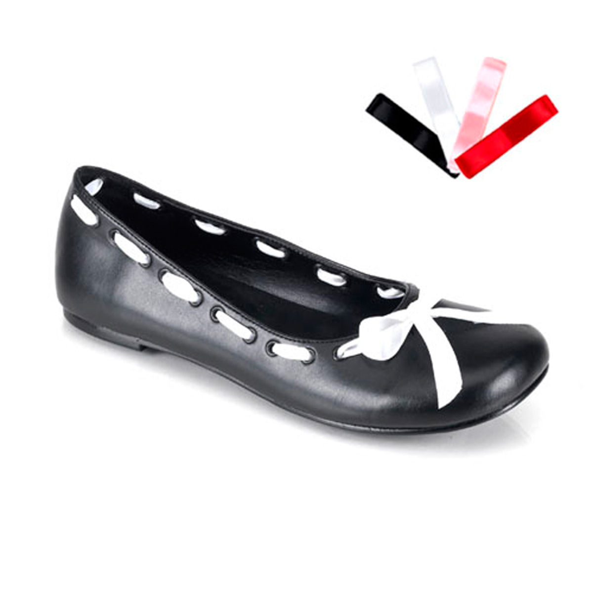 DEMONIA DAISY-20 M/J Flat Shoe, Eyelet Upper W/4 Sets Of Lacin Blk Pu