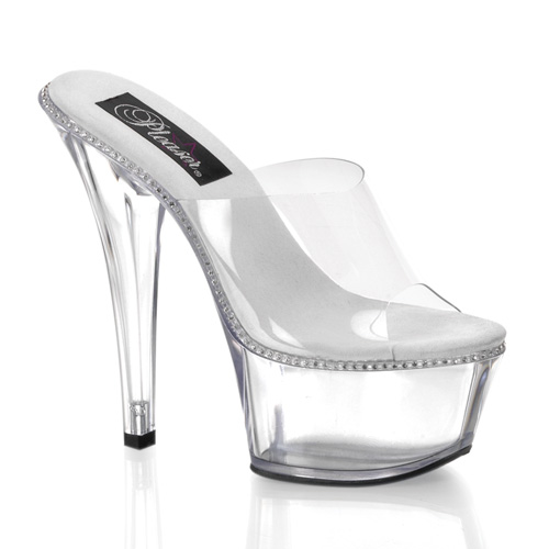 CLEARANCE DAZZLE-601 *6 1/4" Spike Heel Shoe Clear-Ice Grey/Clear