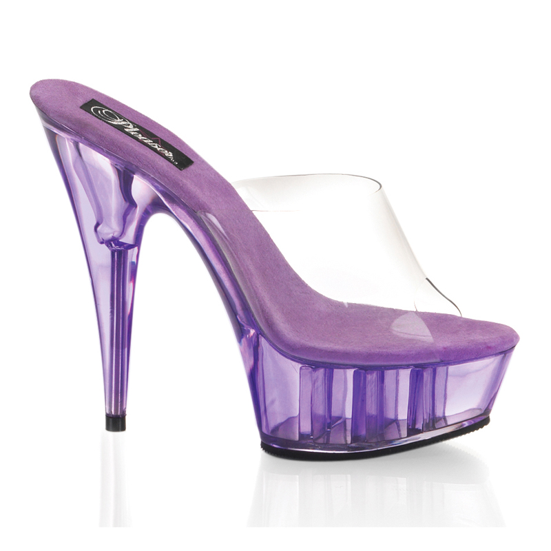 CLEARANCE DELIGHT-601T *6" Stiletto Heel Tinted PF Slide Clr/Purple Tint